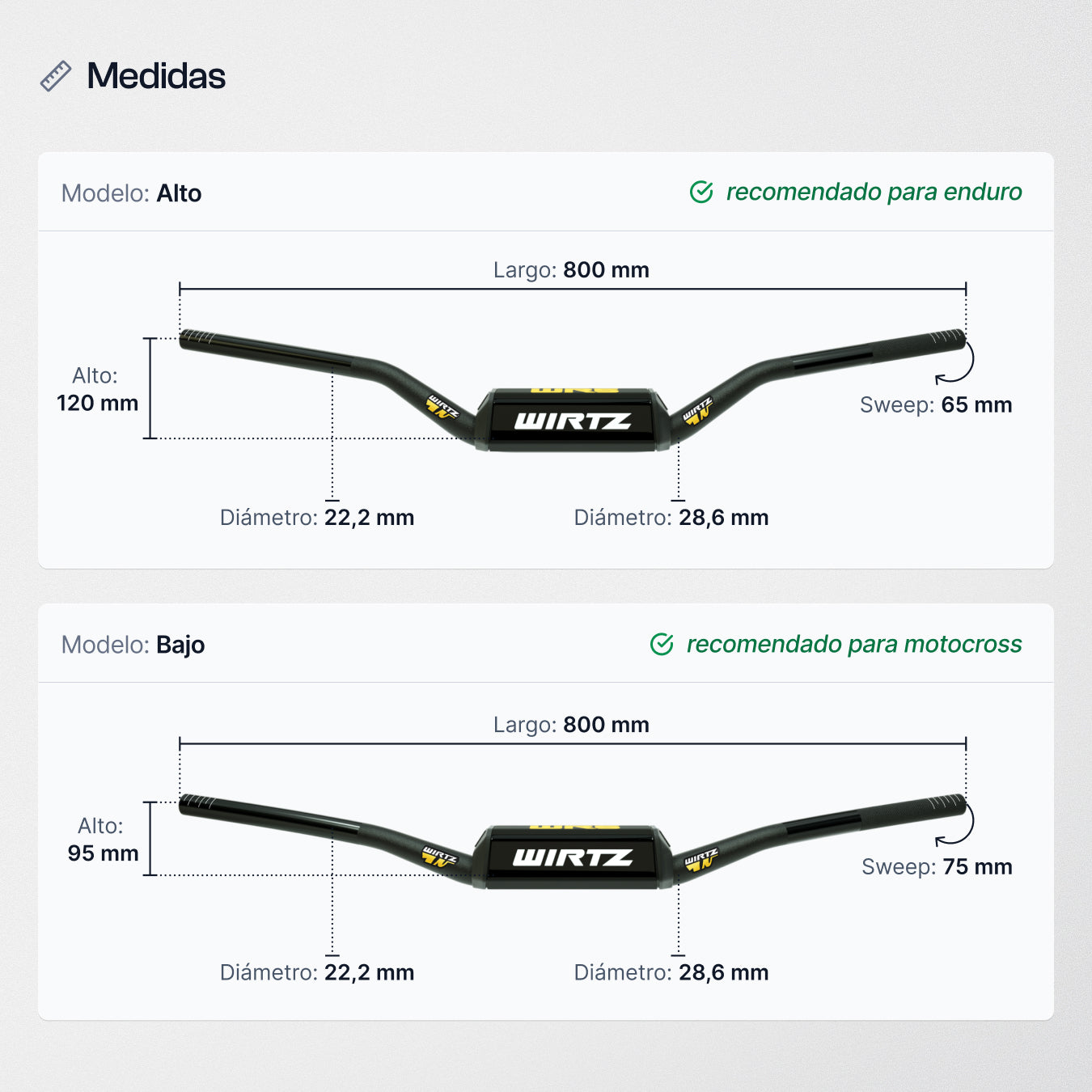 Manubrio Wirtz WR5 de 28mm