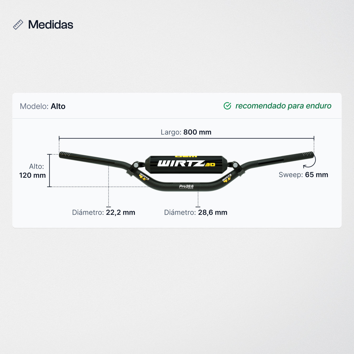 Manubrio Wirtz W3D de 28mm